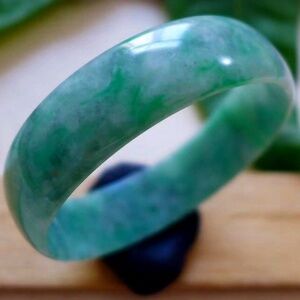 Grade A Untreated Icy Green Jadeite Emerald Jade Bangle Bracelet 53MM Certified